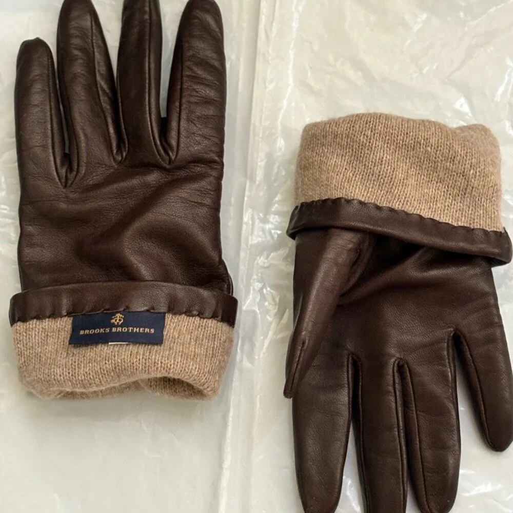 Brooks Brothers Sz 8 Luxury Genuine Sheepskin Leather Gloves Wool Lined $168